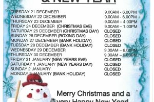 Christmas & New Year Opening Hours