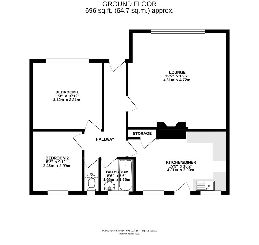 2 bedroom property for sale in Chapel Close, Kehelland, Camborne, TR14