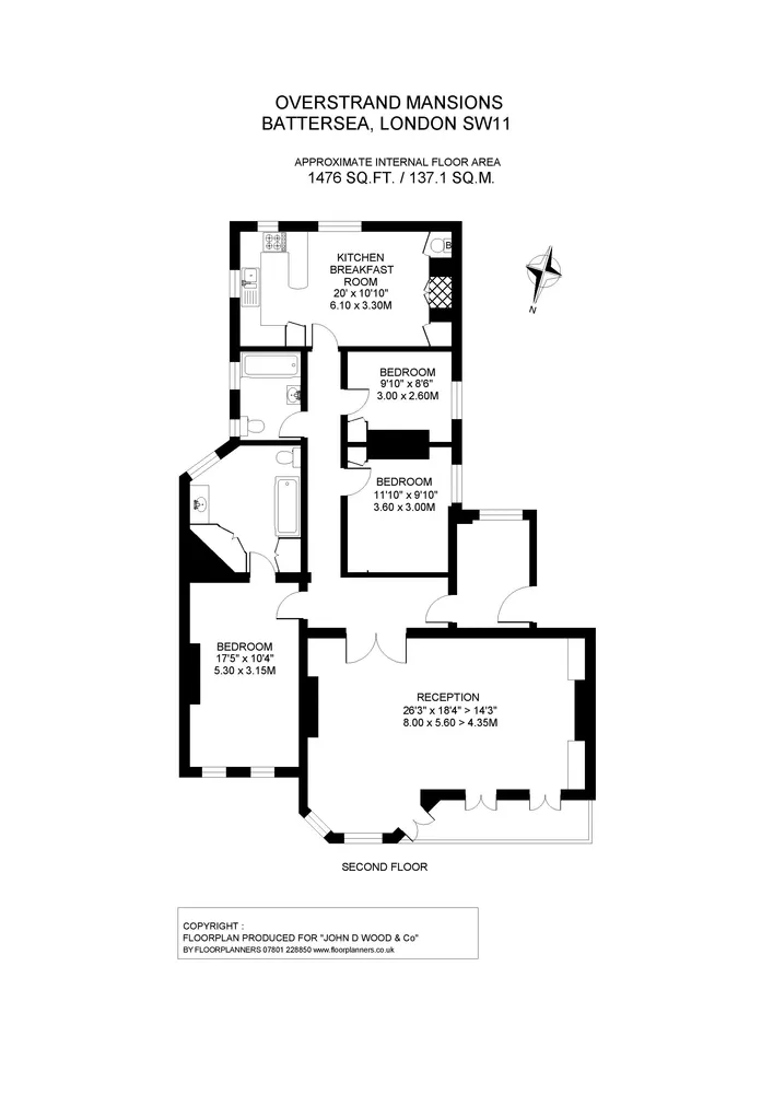 Floorplan for Overstrand Mansions, Prince of Wales Drive, Battersea, London, SW11