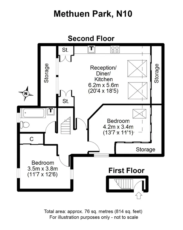 Floorplan 1 for Methuen Park, London, N10