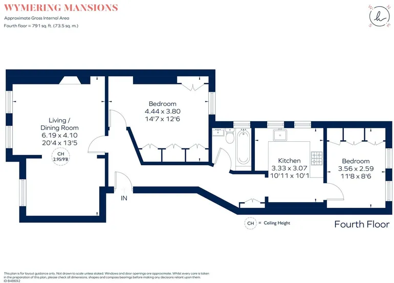 Floorplan 1 for Wymering Road London W9
