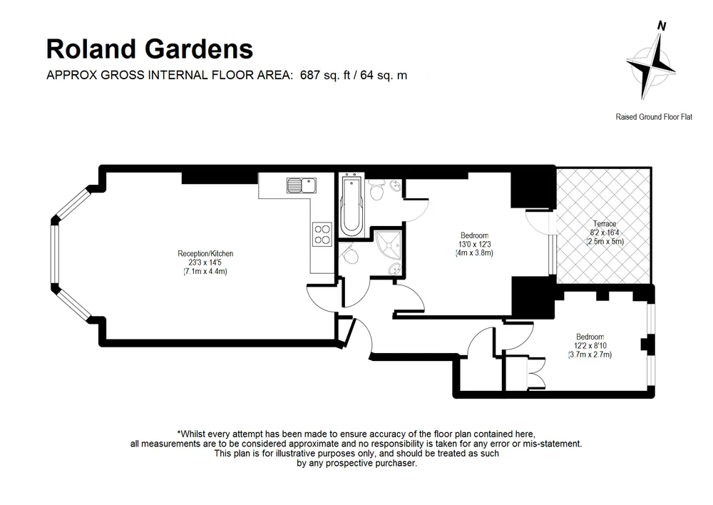 Floorplan for Roland Gardens, South Kensington, London, SW7