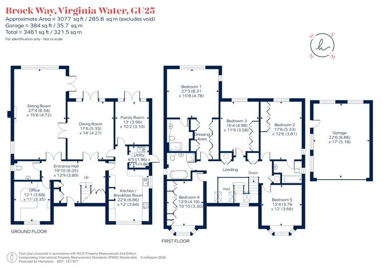 Floorplan 1 for Brock Way, Virginia Water GU25
