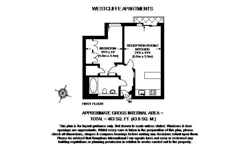 Floorplan 1 for Westcliffe Apartments South Wharf Road Paddington W2