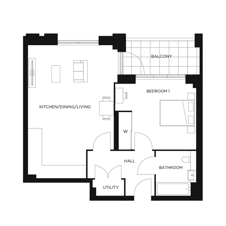 Floorplan 1 for Plot W1.05.02 Colindale Gardens, London, NW9