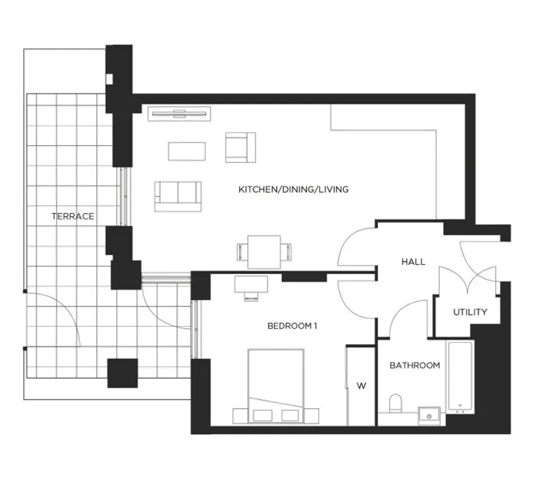Floorplan 1 for Plot W1.00.04 Colindale Gardens, London, NW9