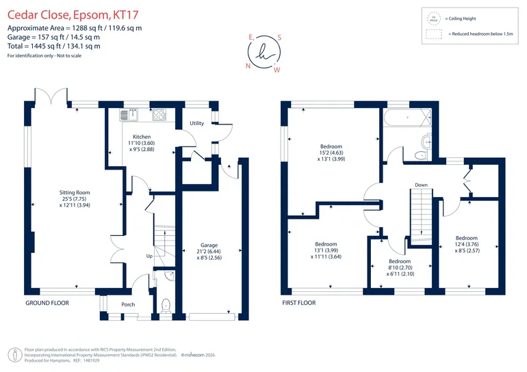 Floorplan 1 for Cedar Close, Epsom, KT17