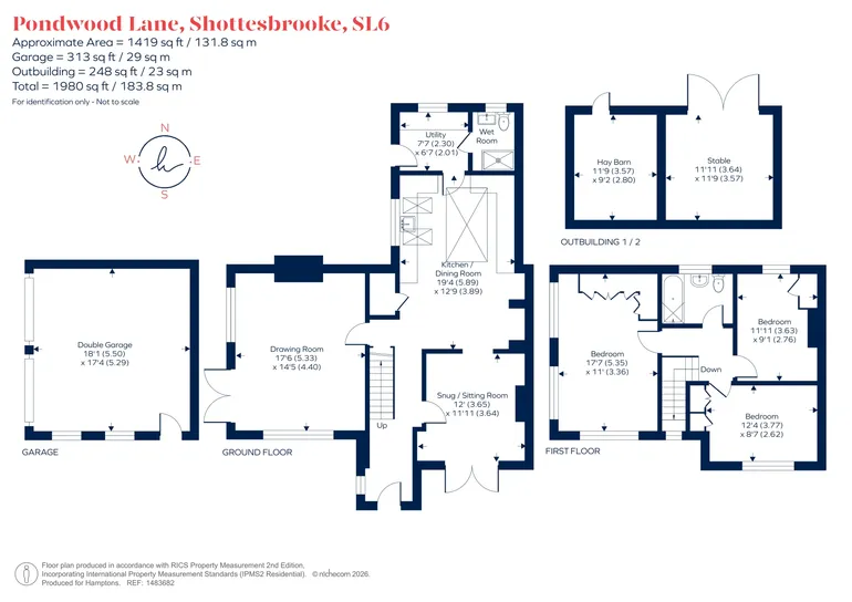 Floorplan 1 for Pondwood Lane, Shottesbrooke, Maidenhead, SL6