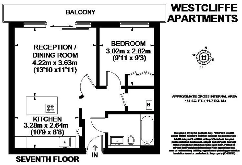 Floorplan 1 for Westcliffe Apartments Paddington W2