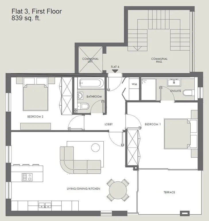 Floorplan 1 for Flat 3 The Catsey Catsey Lane, Bushey, WD23