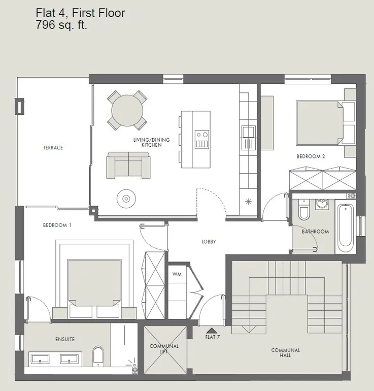 Floorplan 1 for Flat 4 The Catsey Catsey Lane, Bushey, WD23