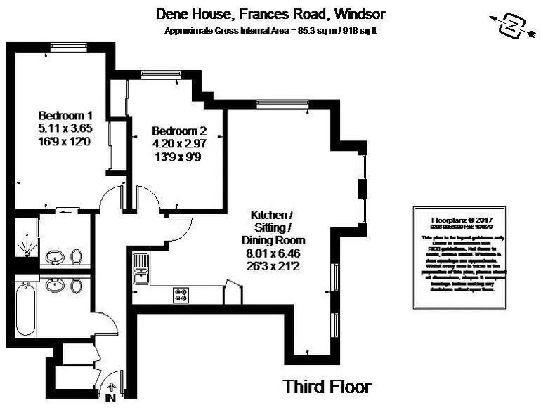 Floorplan 1 for Dene House 79 Frances Road SL4