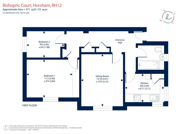 Floorplan 1 for Bishopric Court Horsham RH12