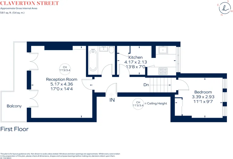Floorplan 1 for Claverton Street, London, SW1V