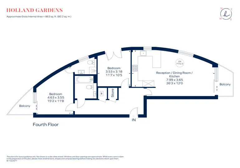 Floorplan 1 for Holland Gardens, Brentford, TW8