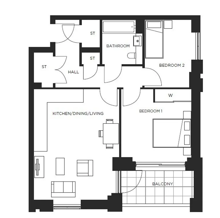 Floorplan 1 for Plot W4.08.04 Colindale Gardens, London, NW9