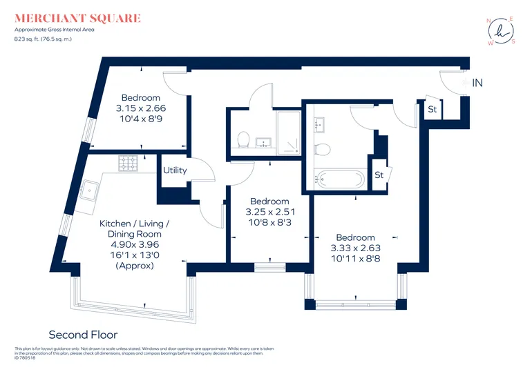 Floorplan 1 for 4 Merchant Square East Paddington W2