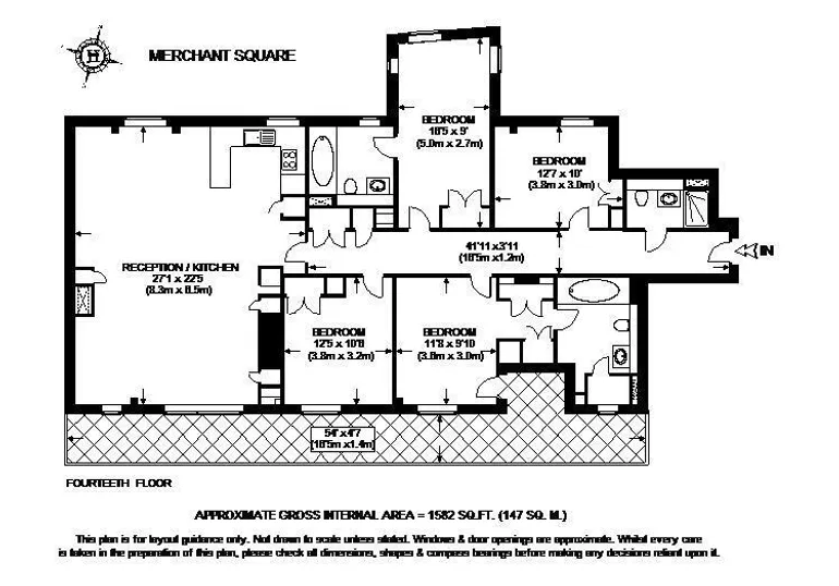 Floorplan 1 for Merchant Square East Paddington W2