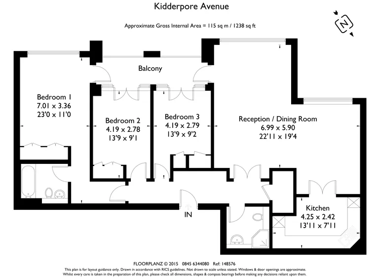 Floorplan 1 for Westfield Kidderpore Avenue NW3