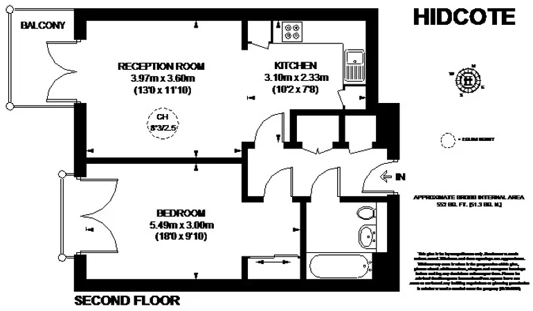 Floorplan 1 for Hidcote Apartments, 5 Danvers Avenue London SW11