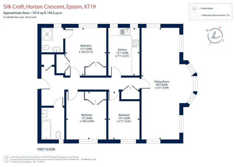 Floorplan 1 for Horton Crescent, Epsom, KT19