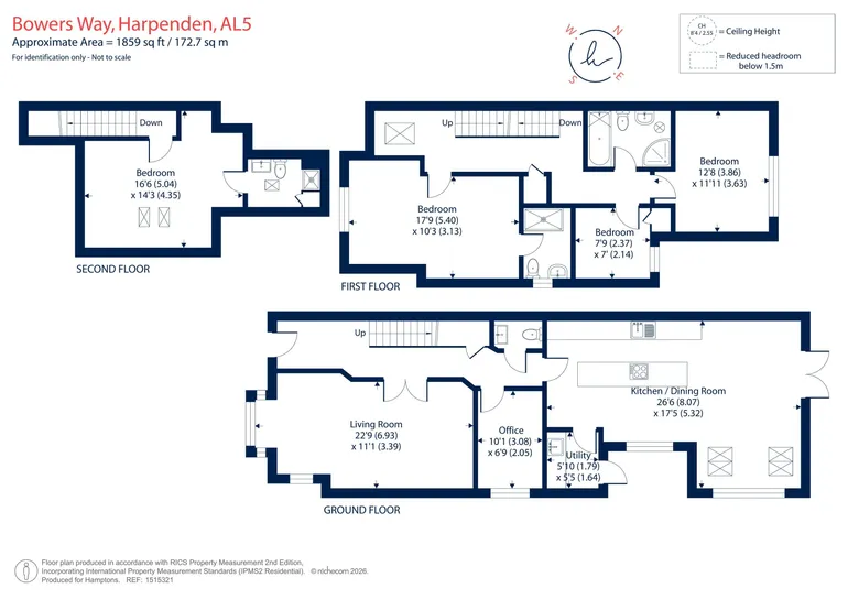 Floorplan 1 for Bowers Way, Harpenden, AL5
