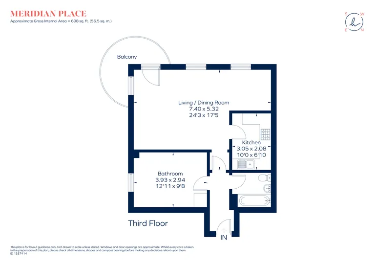 Floorplan 1 for Meridian Place, London, E14