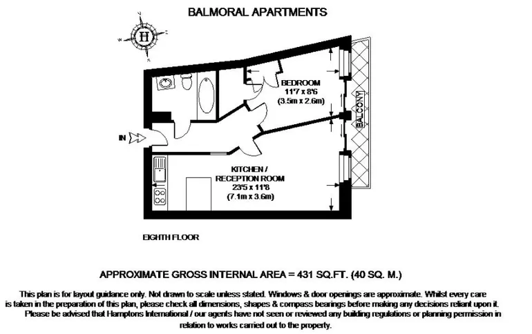 Floorplan 1 for Balmoral Apartment Paddington W2