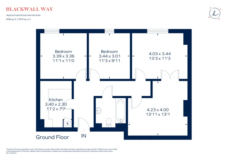 Floorplan 1 for Blackwall Way, E14