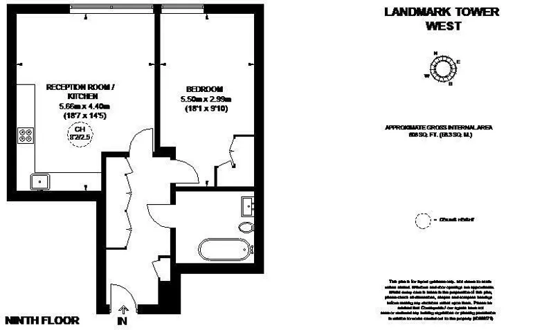 Floorplan 1 for Landmark West Tower, E14