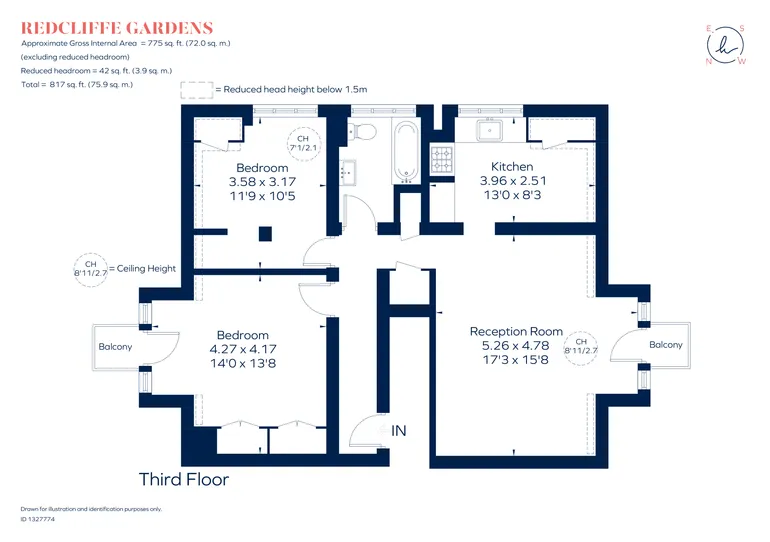 Floorplan 1 for Redcliffe Gardens, London, SW10