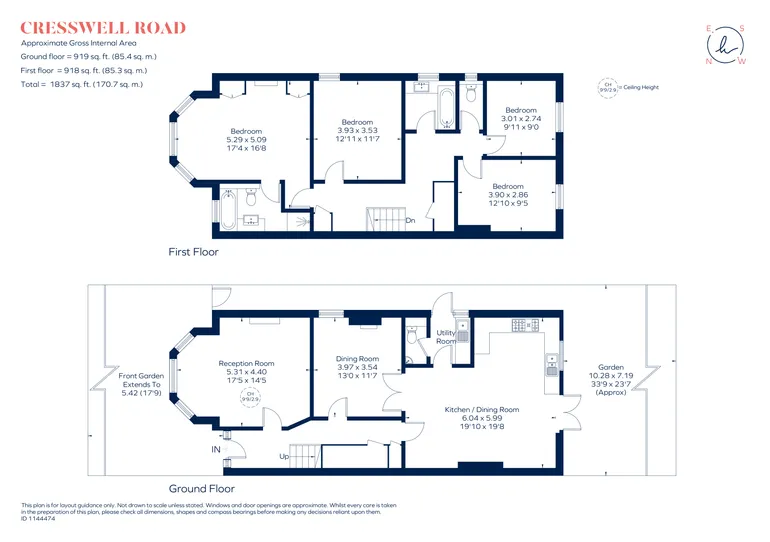 Floorplan 1 for Cresswell Road, Twickenham TW1