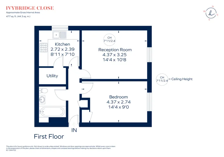 Floorplan 1 for Ivybridge Close, Twickenham, TW1
