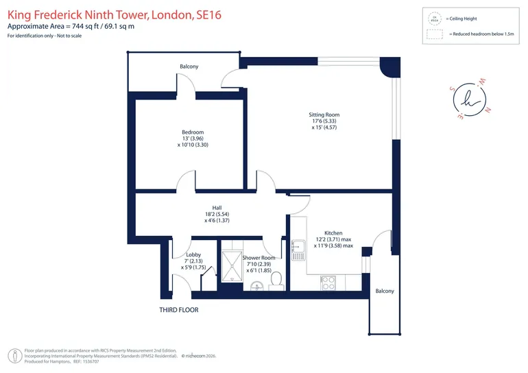Floorplan 1 for King Frederick IX Tower, Rotherhithe, SE16