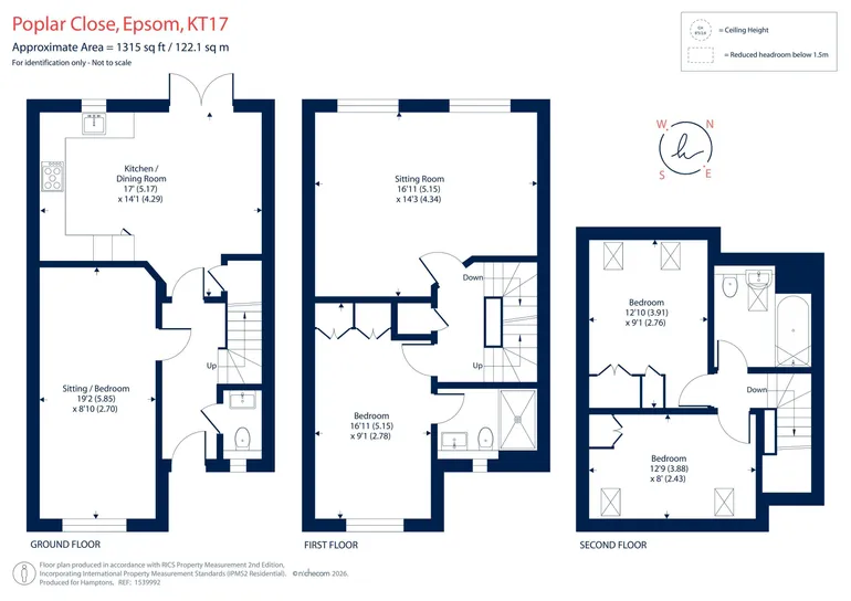 Floorplan 1 for Poplar Close, Epsom, KT17